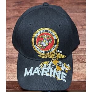 U.S. Marines Hat USMC Military Baseball Cap Black/Red